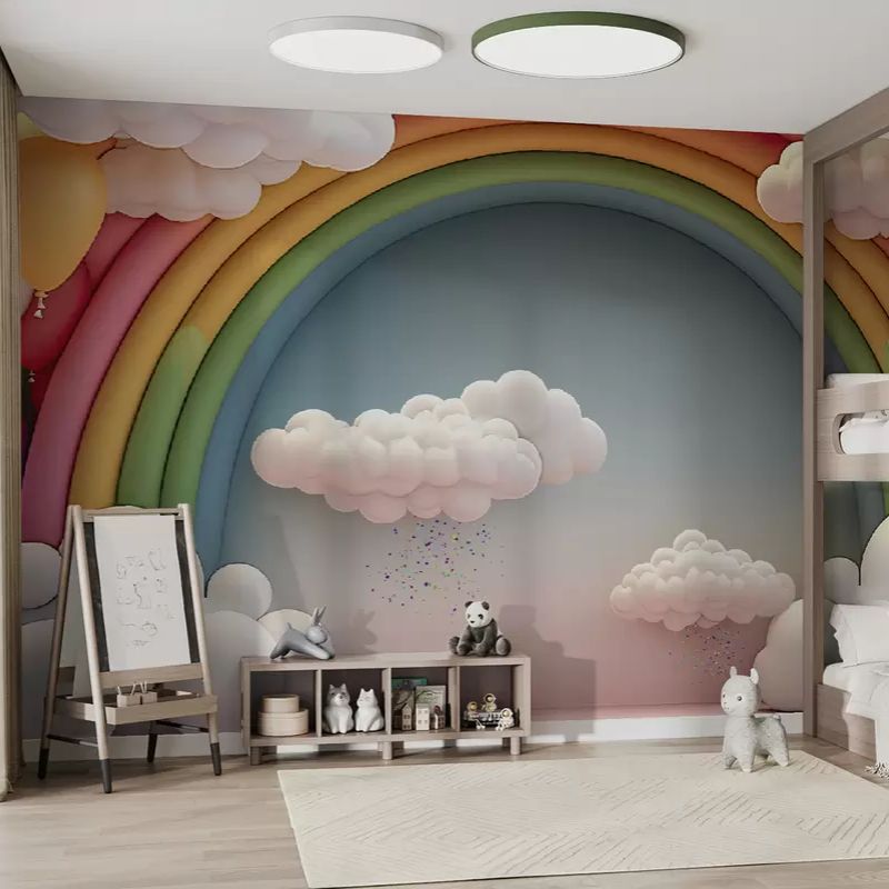 3D Rainbow With Clouds
