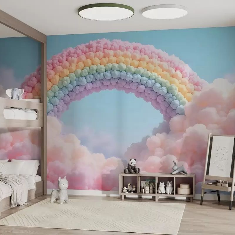 Fluffy Rainbow On Clouds