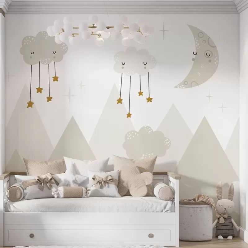 Mountains, Clouds And Moon