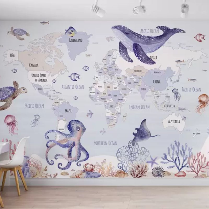 Underwater World With World Map