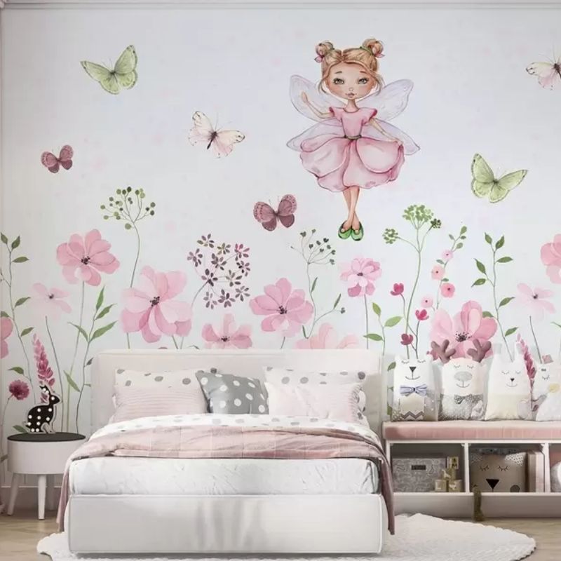 A Fairy Among Flowers And Butterflies