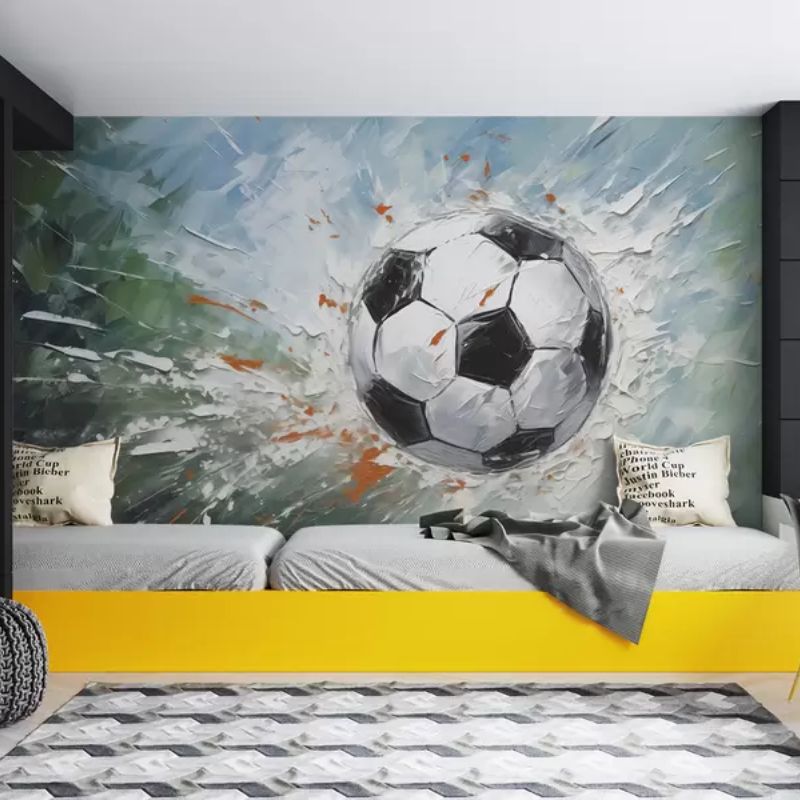 Soccer Ball Flying Oil Painting Abstract