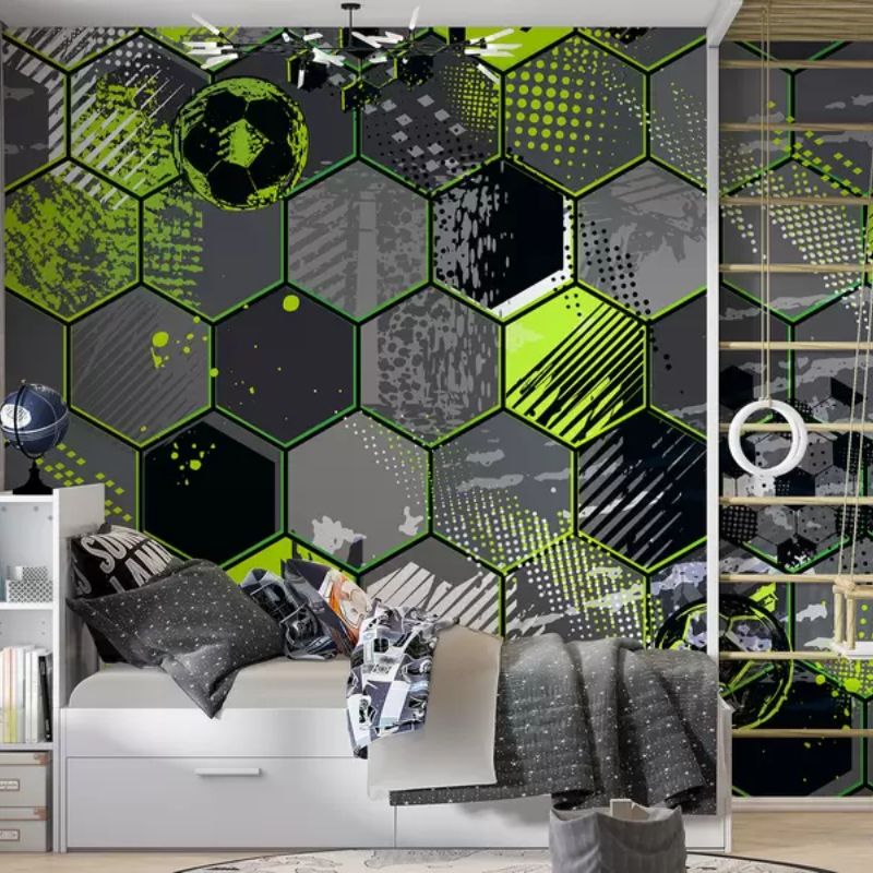 Football Abstraction, Light Green Honeycombs