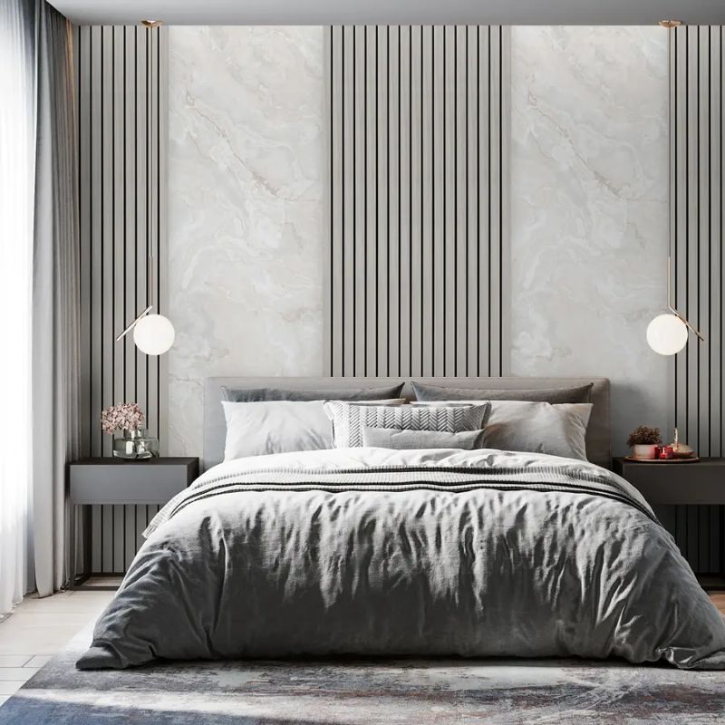 Wooden Slats With Marble