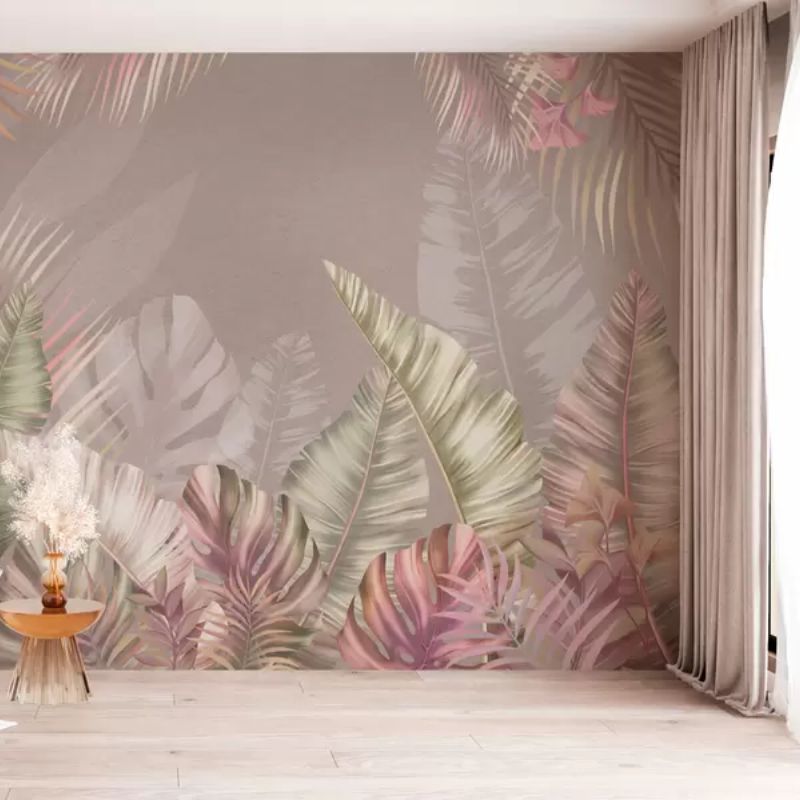 Tropical Leaves In Soft Pastel Hues