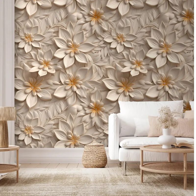 Scattering Of White Flowers With A 3D Effect