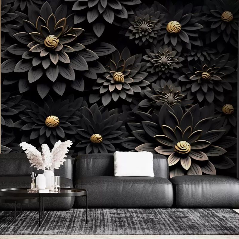 Black Flowers With 3D Effect