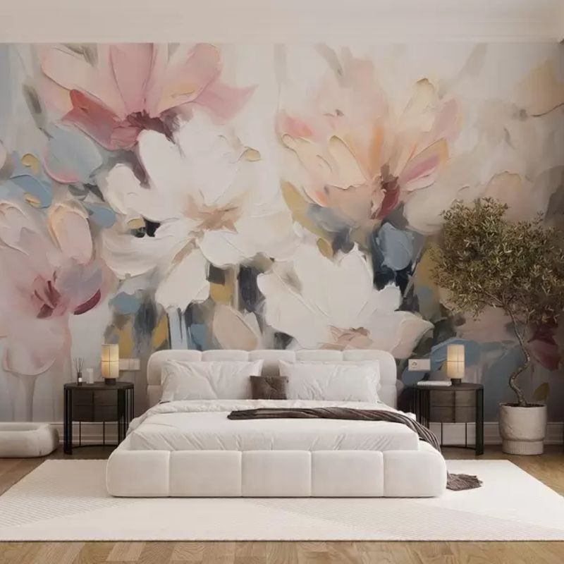 Abstract Flowers In Oil Painting Style