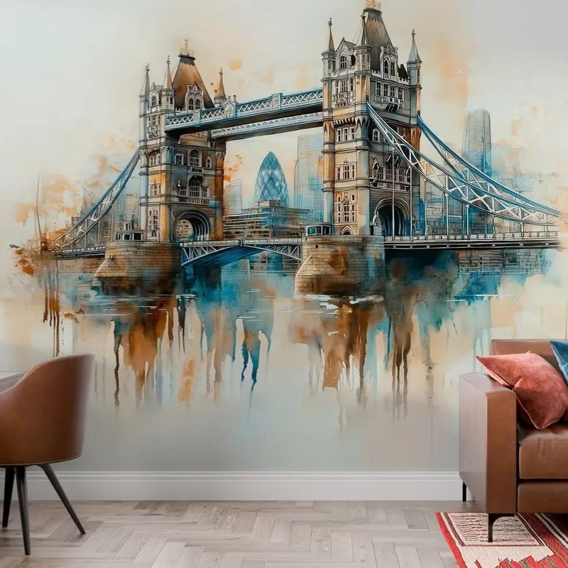 Tower Bridge In Watercolor Painting