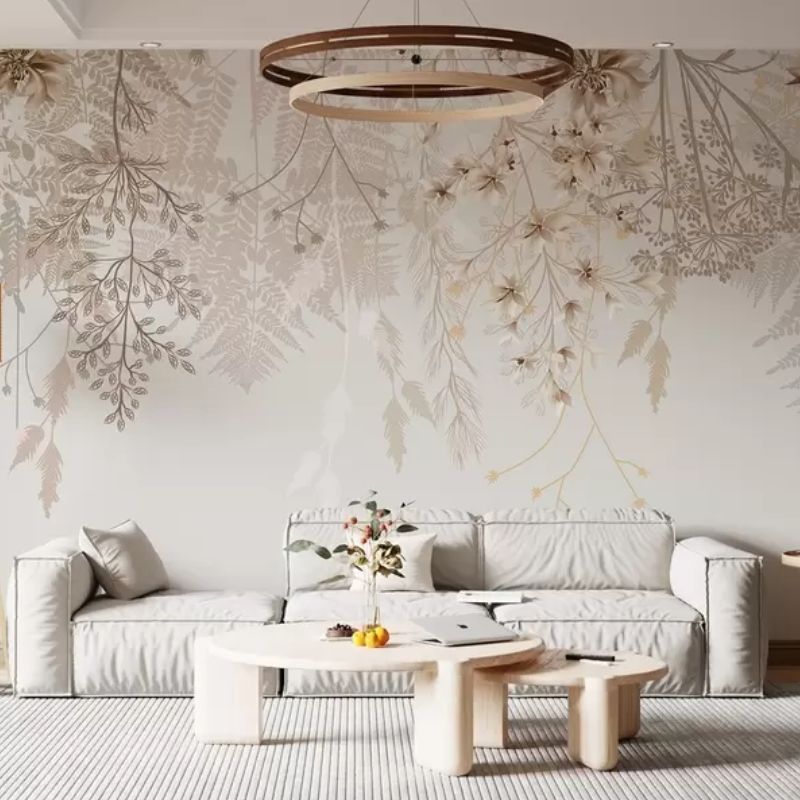 Delicate Floral Branches And Grass