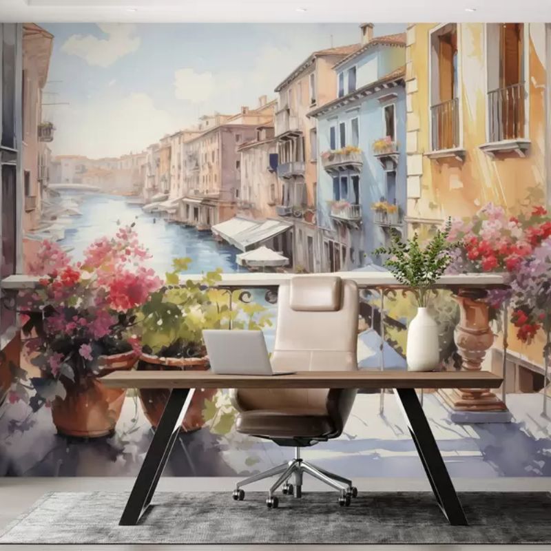 Flowers In Pots On A Balcony In Venice