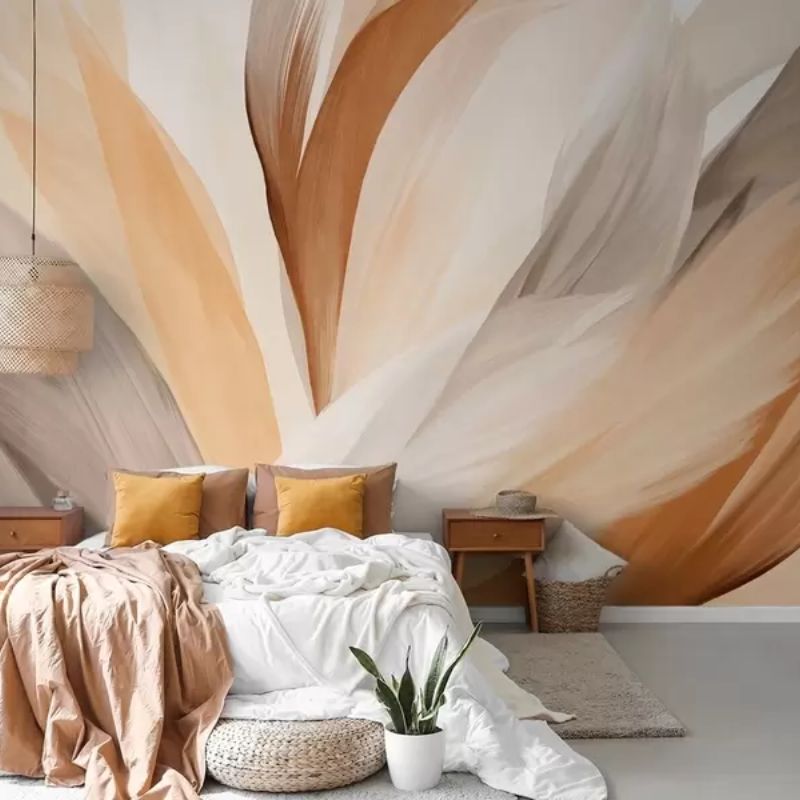 Abstract Textured Feathers In Brown, White And Grey