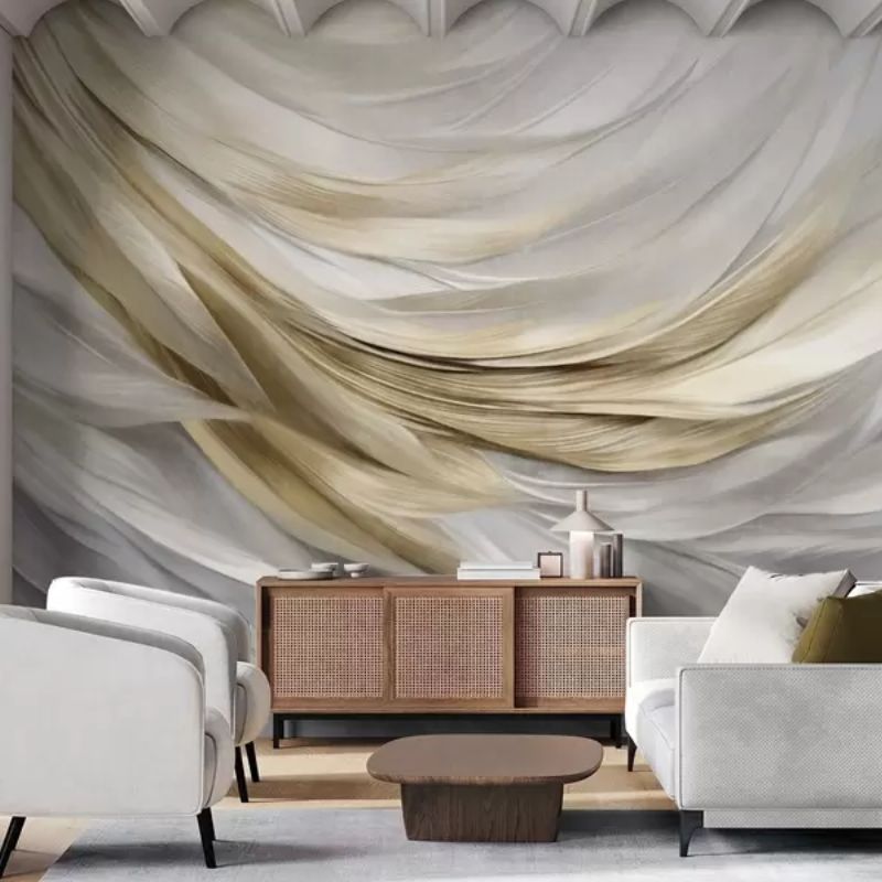 Abstract Textured White, Gray And Yellow