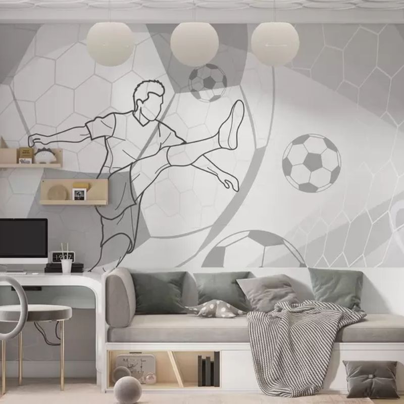 Soccer player and balls