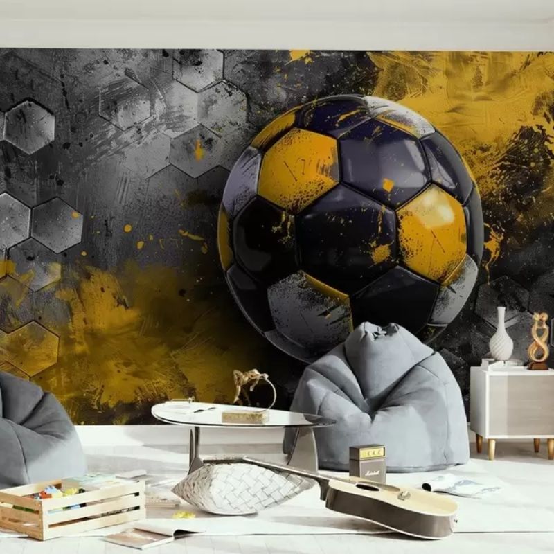 Soccer Ball On A Background Of Honeycombs