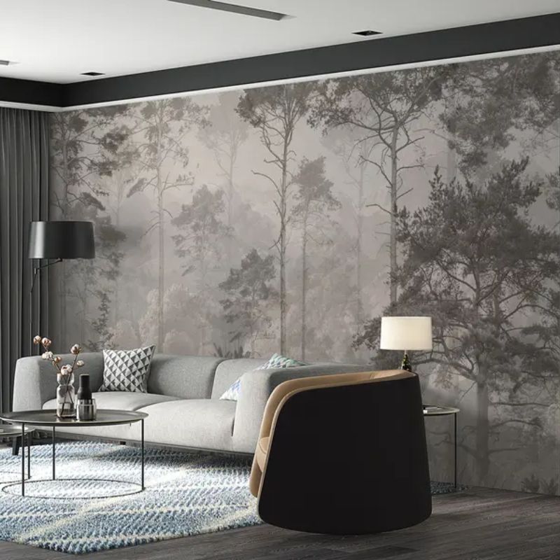 Tall Trees On The Hills, Forest In The Fog