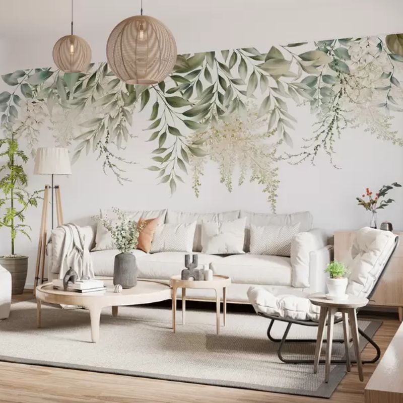 Floral Frame With Watercolor Greens