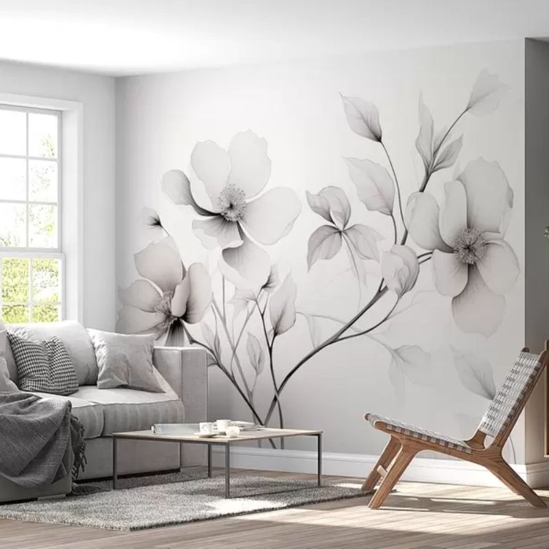 Black And White Flowers With Elegant Background