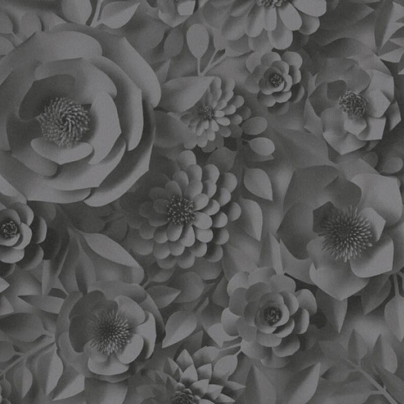 Floral Shadow Gray Wallpaper