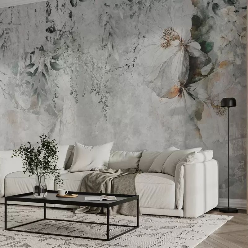 Flower On Concrete Grunge Background