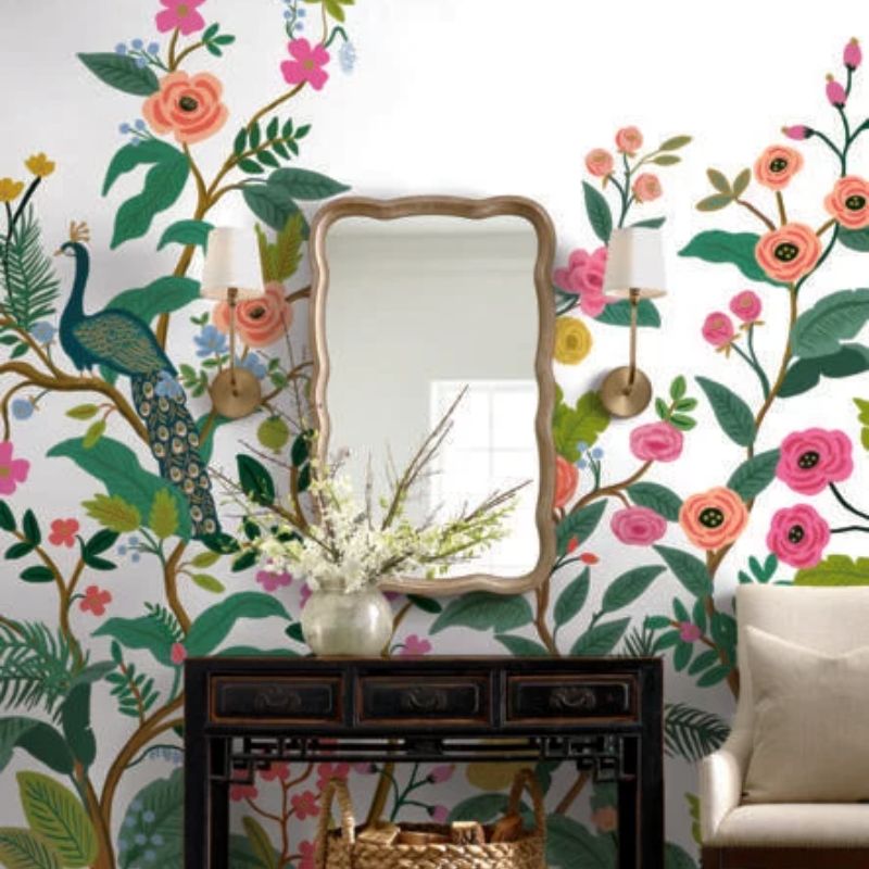 Rifle Paper Co. Peacock White Wall Mural