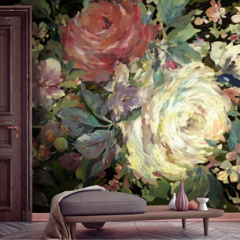 York Wallcoverings Impressionist Floral Red