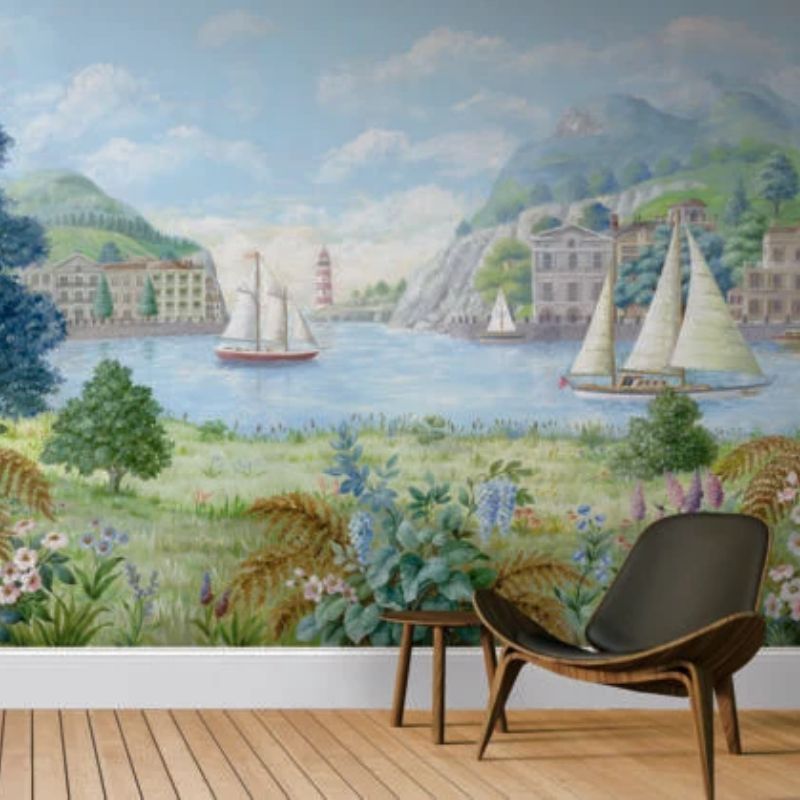 York Wallcoverings Safe Harbor Light Blue Wall Mural